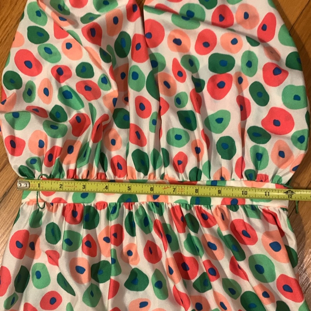 70 s OSCAR DE LA RENTA BOUTIQUE TIERED HALTER MAXI DRESS WITH ALLOVER DOTS PRINT - Picture 11 of 16